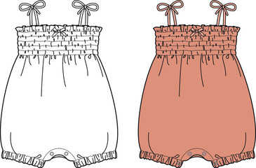 flat sketch clothes for baby girls.