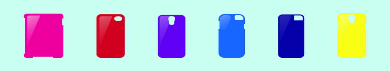 set of phone case cartoon icon design template with various models. vector illustration isolated on background