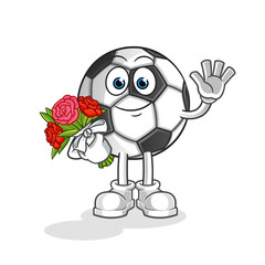 ball with bouquet mascot. cartoon vector