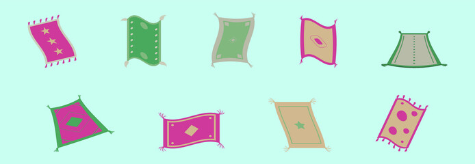 set of magic carpet cartoon icon design template with various models. vector illustration isolated on background
