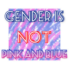 Gender is not pink and blue- a square shape pink and blue banner against gender stereotype of colors and also transgender awareness 