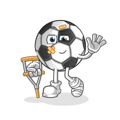 ball sick with limping stick character. cartoon mascot vector