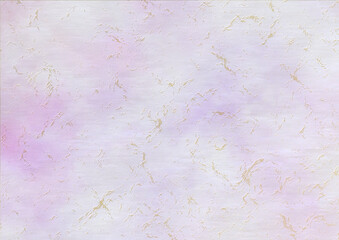 和紙風背景素材　金色の雲竜柄　水彩風背景色（紫色）