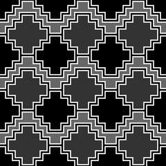 Inca crosses seamless pattern. Ethnic ornament. Folk background. Geometric wallpaper. Grid image. Tribal motif. Ancient mosaic. Digital paper, web design, textile print, abstract. Vector artwork.