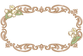 すずらんの花を使ったアンティークな装飾フレーム。ベクター素材