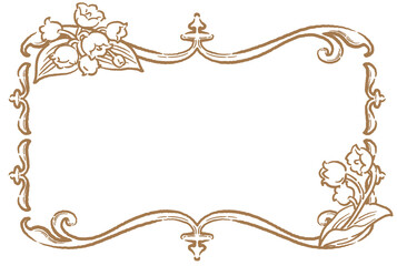 すずらんの花を使ったアンティークな装飾フレーム。ベクター素材