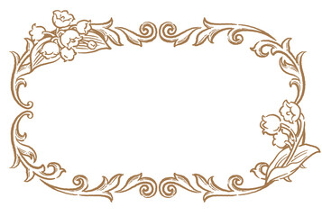 すずらんの花を使ったアンティークな装飾フレーム。ベクター素材