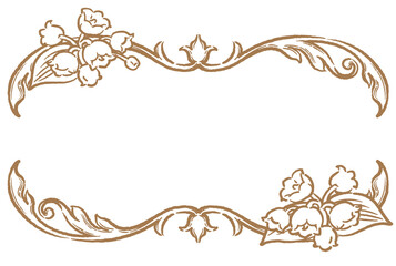 すずらんの花を使ったアンティークな装飾フレーム。ベクター素材