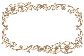 アネモネの花を使ったアンティークな装飾フレーム。ベクター素材