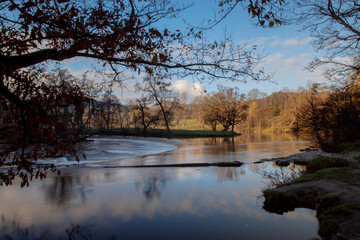 a view from the side of horseshoe falls near Llangollen