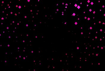 Dark pink vector background with triangles, circles, cubes.