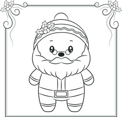 merry Christmas cute Santa Claus drawing sketch for coloring