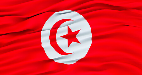 3D render of tunisia flag for Memorial Day, tunisia Waving Flag, Independence Day.