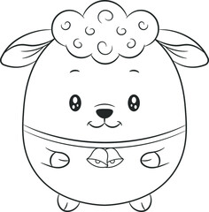 cute sheep drawing sketch for coloring