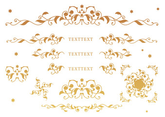 植物と星のヴィンテージ風フレーム　背景なし