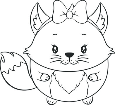 cute fox drawing sketch for coloring