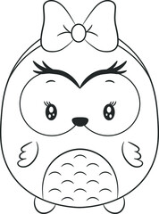 cute owl drawing sketch for coloring