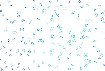 Light Blue, Green vector backdrop with music notes.
