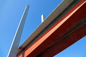 Fototapeta na wymiar Looking up Bolte Bridge, Melbourne, Victoria, Australia