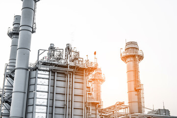 Glow light of petrochemical industry on sunset and Twilight sky ,Power plant,Energy power station area