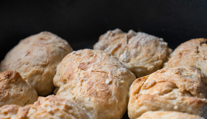 Closeup of fresh biscuits. High quality photo taken at the peak of freshness