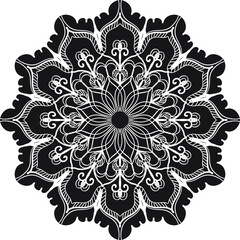 Abstract vector black and white illustration round beautiful ornament. Decorative vintage ethnic mandala pattern. Design element for tattoo or logo.
