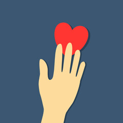Obraz premium human hands with hearts isolate on blue background.