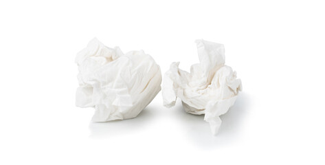 The tissue paper is crushed on a white background