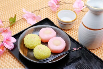 生菓子　桜切団子と菜の花おはぎ