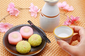 生菓子　桜切団子と菜の花おはぎ