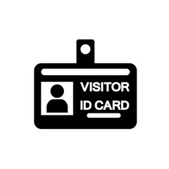 Visitor ID Card Black Icon, Vector Illustration, Isolate On White Background Label. EPS10