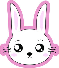 Cute bunny  head vector illustration isolated on white background for design valentine's day and easter
