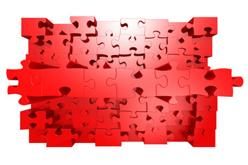 Red jigsaw puzzle with 3D effect