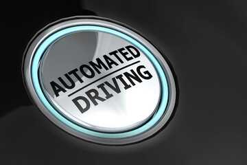 Automated driving button on black background