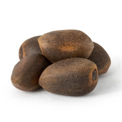 Five pine nuts on a white background. pine nuts on a white background. Full depth of field. With clipping path