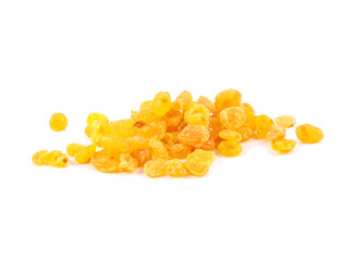 yellow sultanas raisins isolated on white background