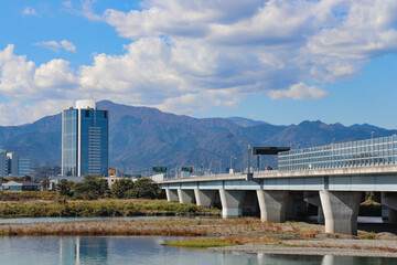 相模川と東名高速道路（神奈川県）