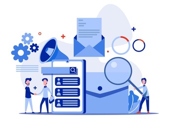 Tiny people illustration recruitment of business people. recruitment concept. HR managers, job seekers, resumes. Vector illustration