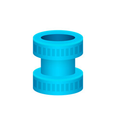 HDPE compression coupling fittings vector icon. Pvc or plastic material to connection or join tube, pipe and hose. Working under pressure for plumbing, irrigation sprinkler and electrical conduit syst