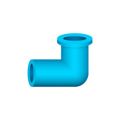PVC plastic pipe fitting vector icon. 90 degree elbow adapter with slip socket opening 1 end and female NPT thread. Part for pipeline system, plumbing, sewage, drainage, waste, vent and water supply.