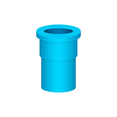 Obraz premium PVC plastic pipe fitting vector icon. Adapter with slip socket opening one end and female NPT thread. Part for installation in pipeline system for plumbing, drainage, waste, vent and water supply.
