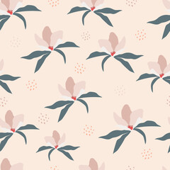 Abstract floral pattern. Seamless pattern with flowers and leaves. Design for fabric, textile, wallpaper, surface, etc. Vector illustration.