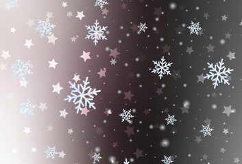 Light Gray vector background with beautiful snowflakes, stars.
