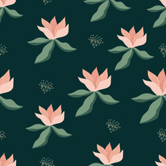 Abstract floral pattern. Seamless pattern with flowers and leaves. Design for fabric, textile, wallpaper, surface, etc. Vector illustration.
