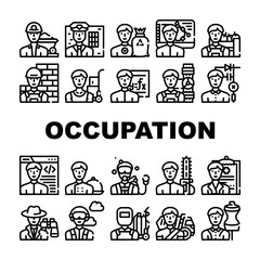 Fototapeta na wymiar Male Occupation Job Collection Icons Set Vector