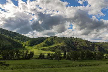 Fototapeta premium Mountains of the Altai territory and the Katun river