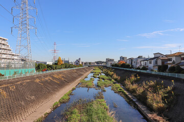 Fototapeta premium 早渕川（神奈川県横浜市港北区）