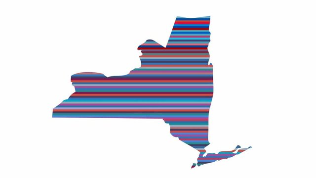 New York US state contour map background vertical rows of colors change tone looped video
