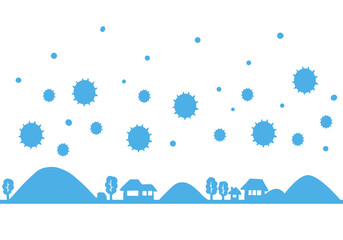 ウイルスが漂う街並み 田舎