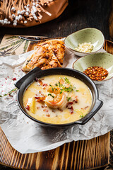 winter soup on the wooden board